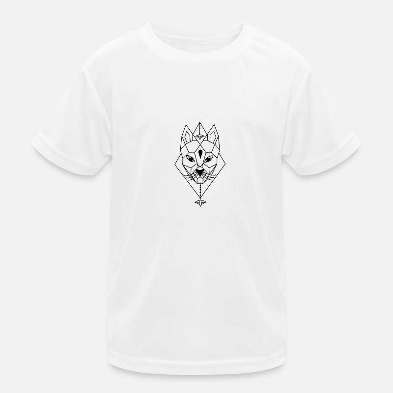 A cat drawn as a geometry Kids Functional T-Shirt
