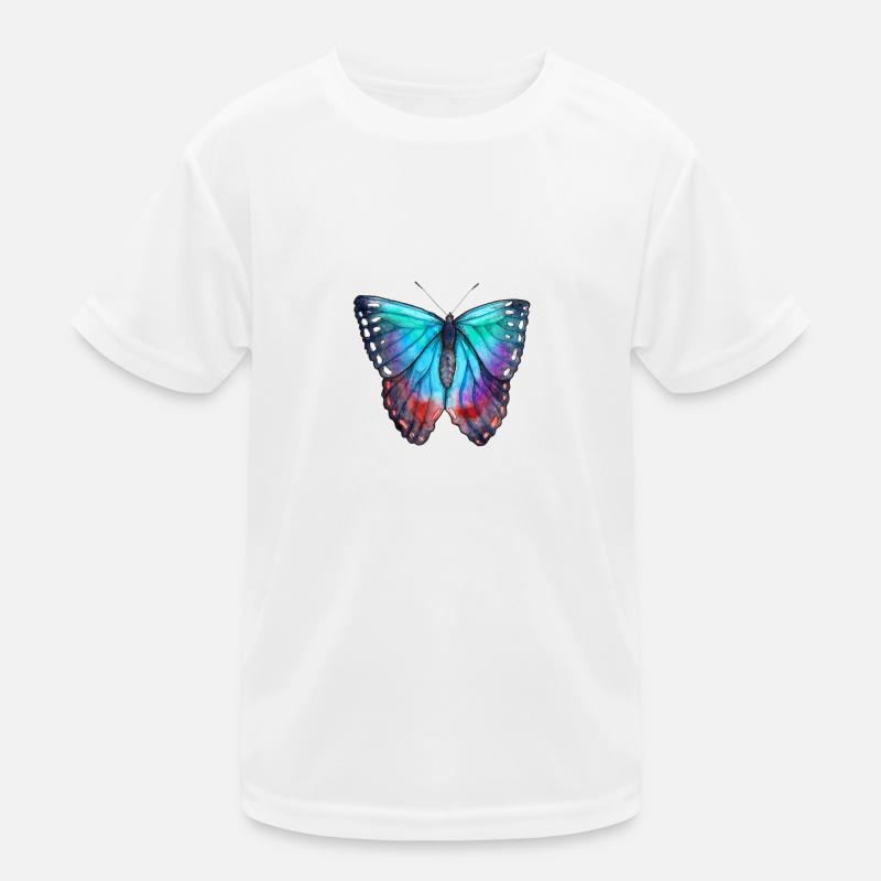 Blauer Schmetterling - Kinder Funktions-T-Shirt - Weiß