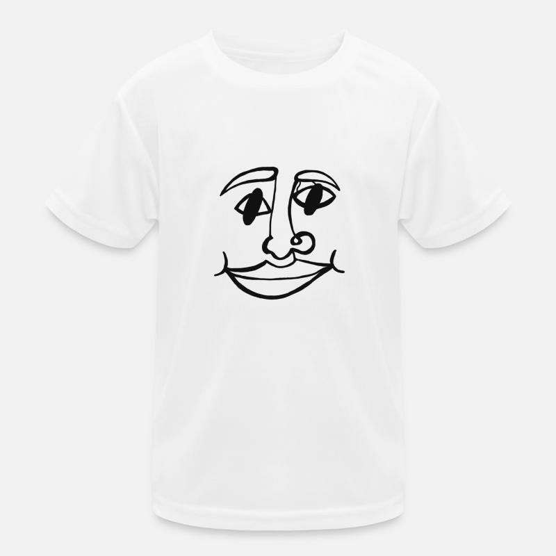 Face A Line Drawing Line Art Noir T-shirt sport Enfant