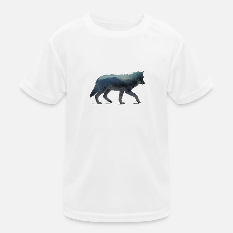 Wolf mountains Aquarell - Kids Functional T-Shirt - white