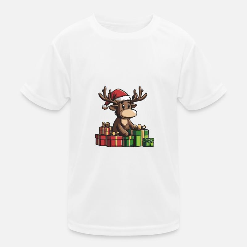 Elch Weihnachten Comic Geschenke Kinder Funktions-T-Shirt