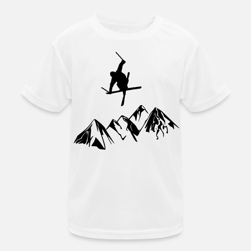 Berge mit Skifahrer Kinder Funktions-T-Shirt