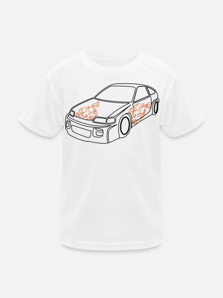 Sportwagen, Rennwagen, Automobile - Kinder Funktions-T-Shirt - Weiß - Vorne