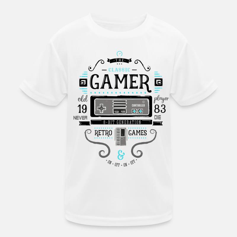 Gamer Rétro Vintage 1983 8bit Console Flipper Nerd T-shirt sport Enfant