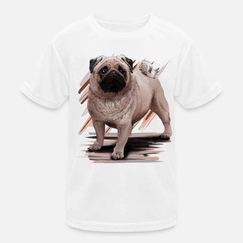 Mops - Kinder Funktions-T-Shirt - Weiß