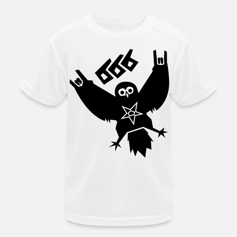 Black Metal Eule - Kinder Funktions-T-Shirt - Weiß