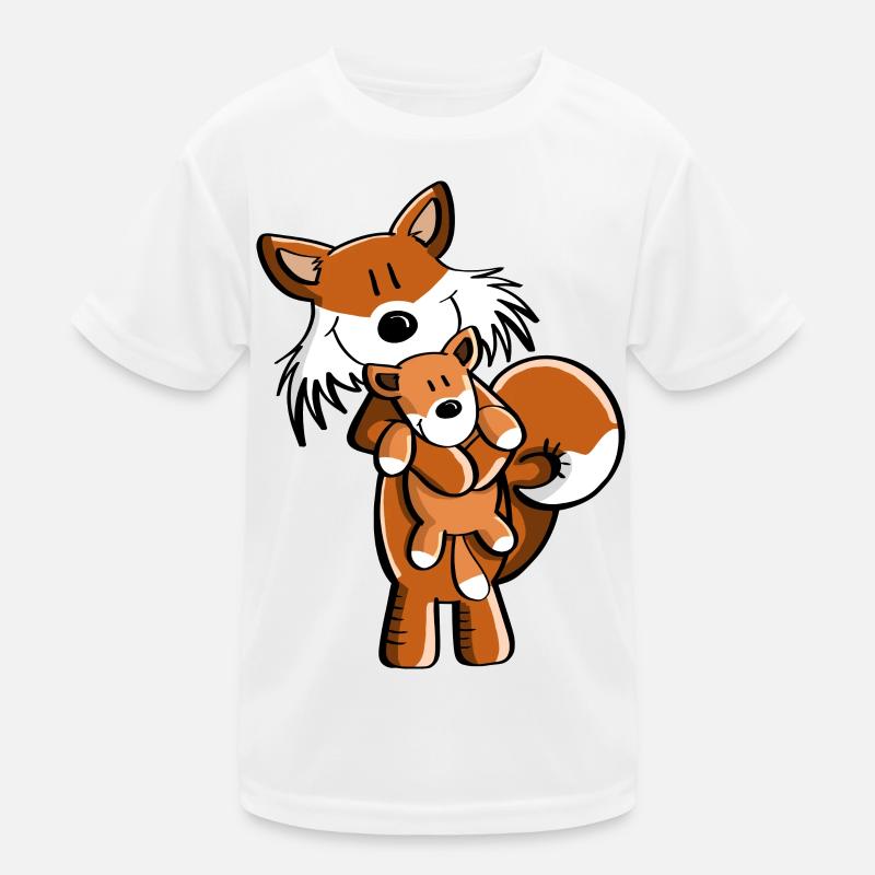 Fuchs mit Babyfuchs - Comic- Geschenk - Kinder - Kinder Funktions-T-Shirt - Weiß
