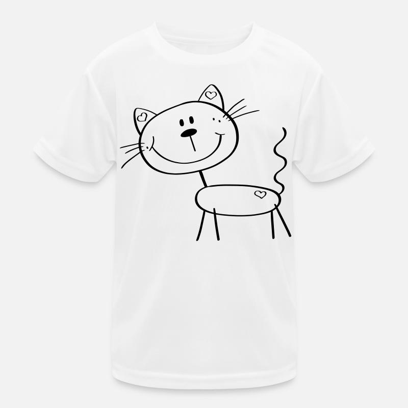 Lustige Strichmännchen Katze - Comic - Katzen Kinder Funktions-T-Shirt