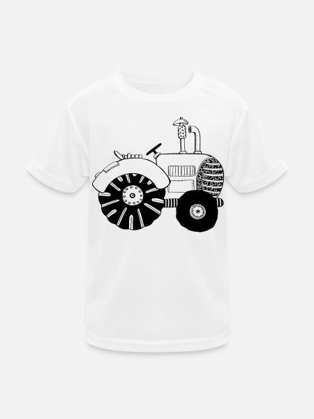 Chic tractor - tractors - tractor - Bulldog - Kids Functional T-Shirt - white - Front
