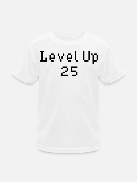 Level Up - 25. Geburtstag - Kinder Funktions-T-Shirt - Weiß
