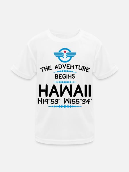 Hawaii - Kinder Funktions-T-Shirt - Weiß - Vorne