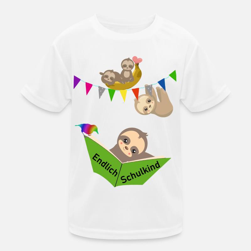 Endlich Schulkind Faultiere süß, Buch lesend Kinder Funktions-T-Shirt