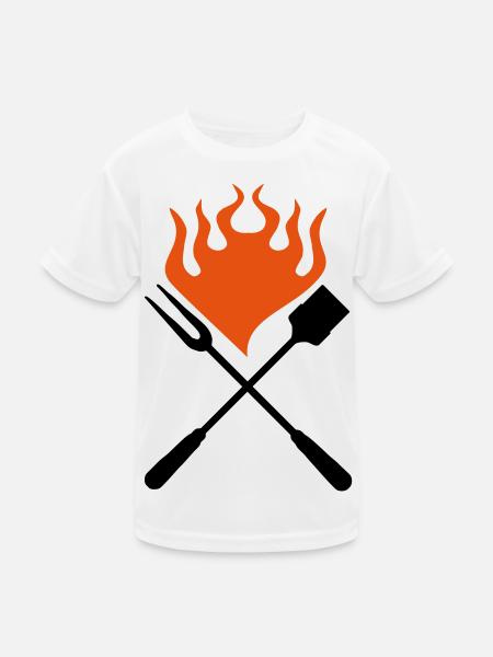 grillbesteck - Kinder Funktions-T-Shirt - Weiß - Vorne