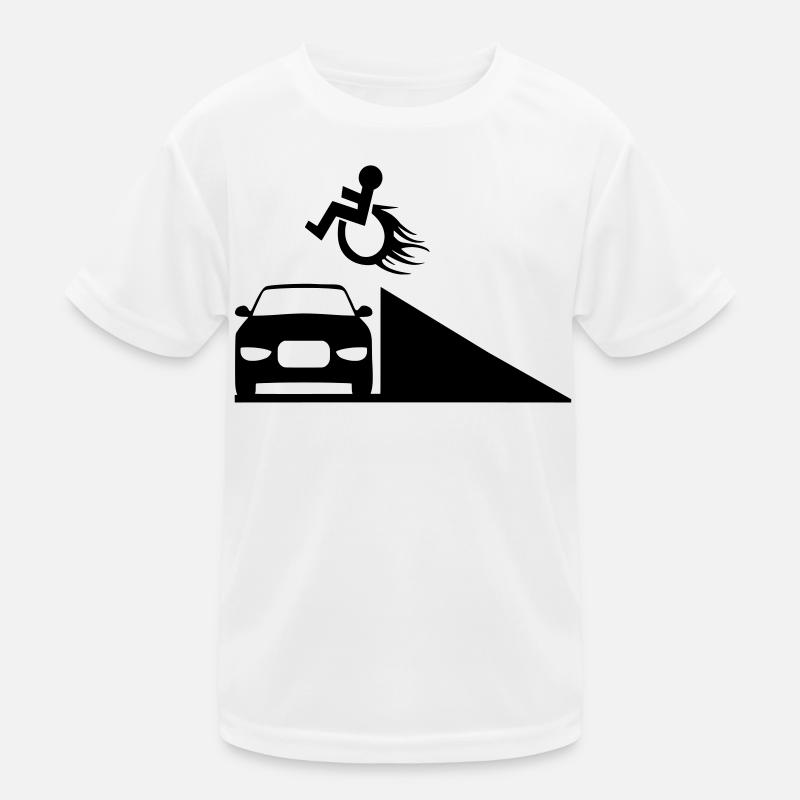 Rollstuhlfahrer springt über eine Rampe # Kinder Funktions-T-Shirt