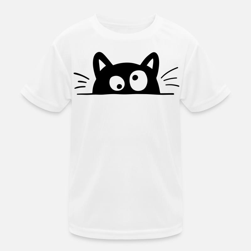 Neugierige Katze Kinder Funktions-T-Shirt