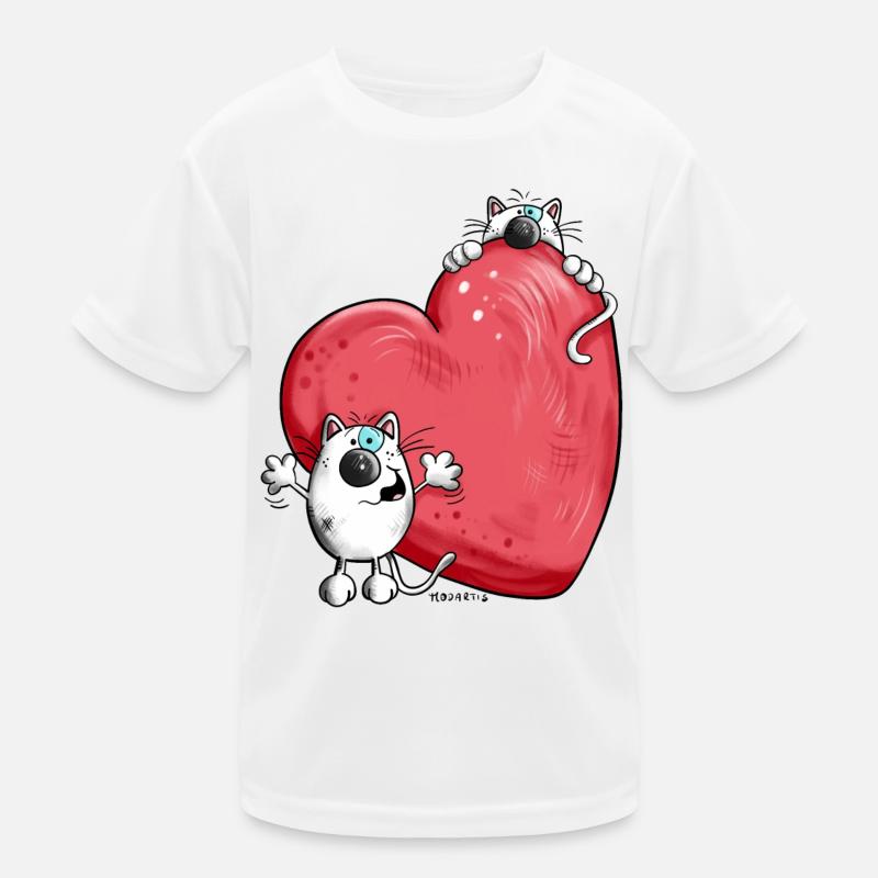 Katzen mit Herz Kinder Funktions-T-Shirt