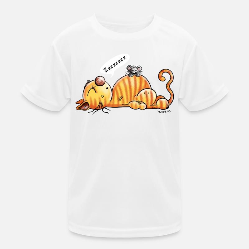 Schnarchende Katze und Maus - Comic - Fun Kinder Funktions-T-Shirt