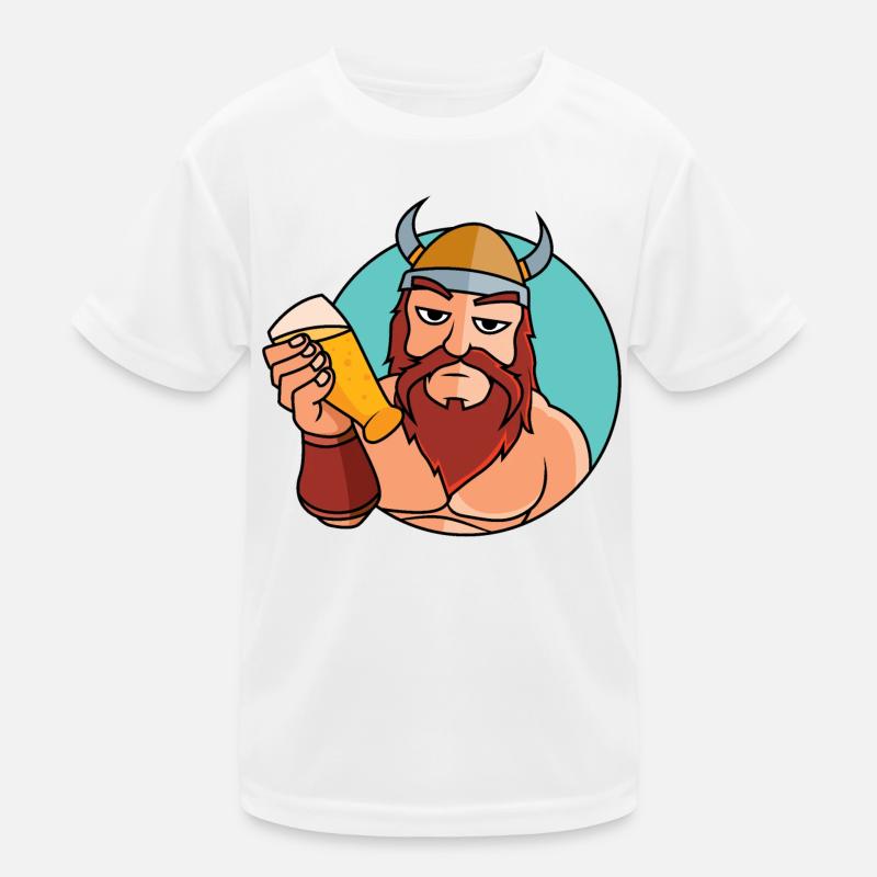 Wikinger mit Bierglas - Kinder Funktions-T-Shirt - Weiß