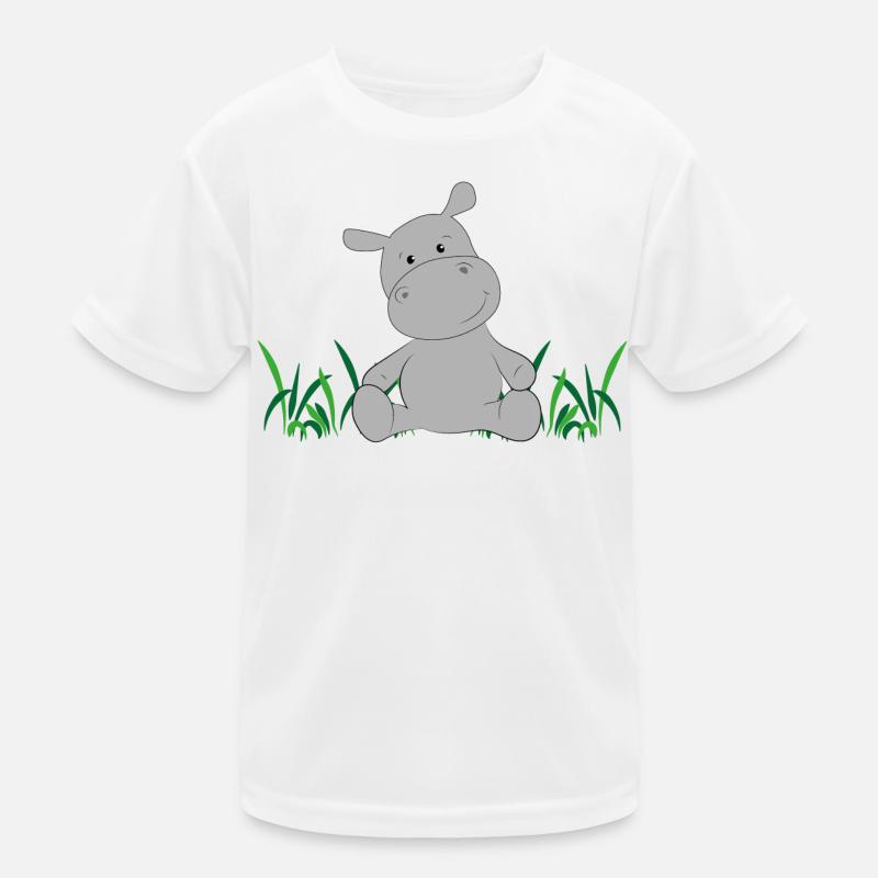 Nilpferd auf Wiese Kinder Funktions-T-Shirt