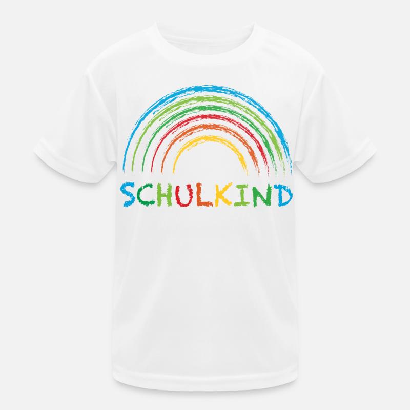 Schulkind Regenbogen Geschenk Einschulung - Kinder Funktions-T-Shirt - Weiß