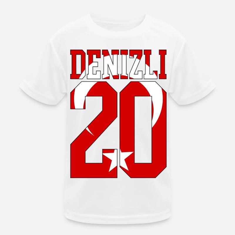 Denizli 20 Turkish Flag Kids Functional T-Shirt