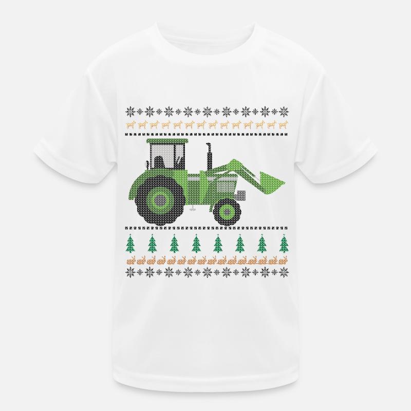 Grüner Traktor Strickdesign Kinder Funktions-T-Shirt