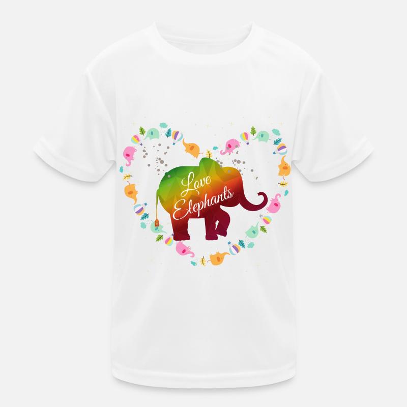 Regenbogen Elefanten Herzdesign Kinder Funktions-T-Shirt