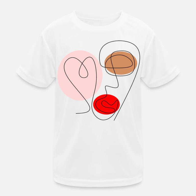 Line drawing face Kids Functional T-Shirt