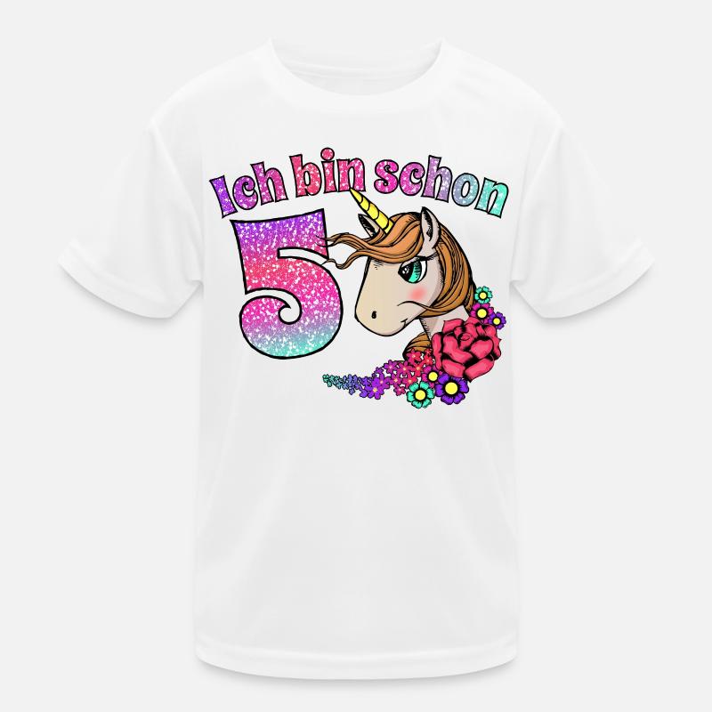 5. Geburtstag Mädchen Einhorn Geburtstagsgeschenk Kinder Funktions-T-Shirt