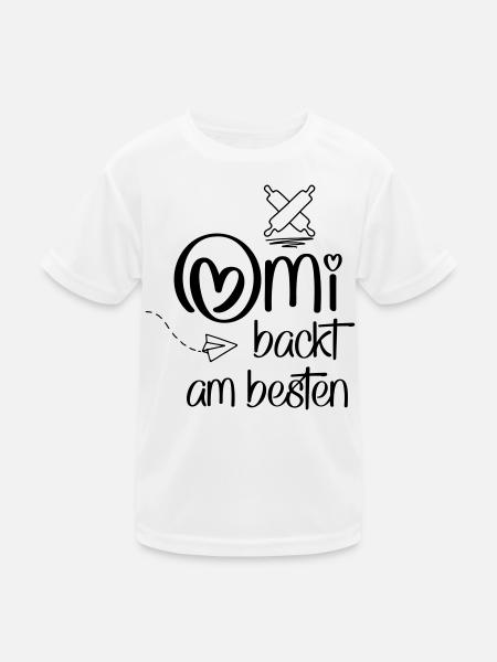 Omi backt am besten - Kinder Funktions-T-Shirt - Weiß - Vorne