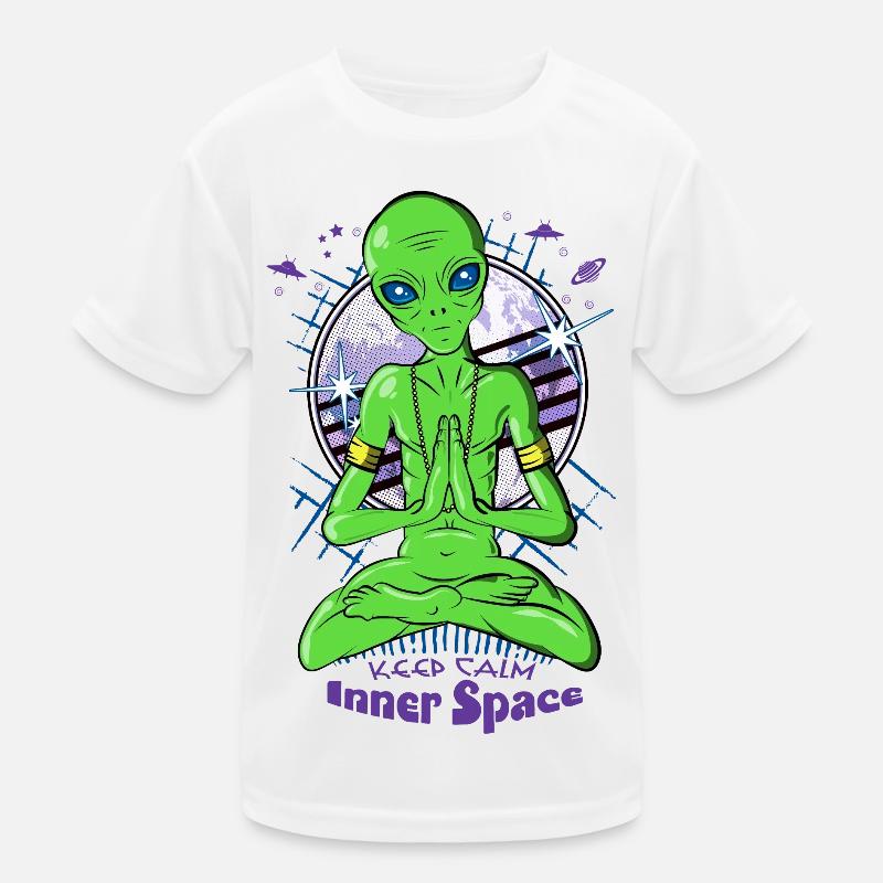 Alien meditation - UFO rest for inner space - Kids Functional T-Shirt - white
