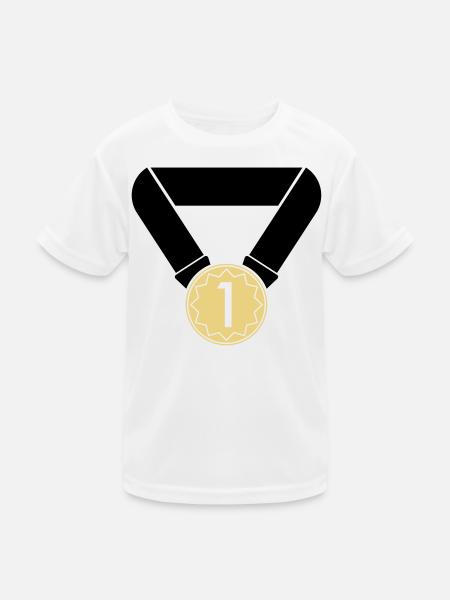 1. Platz Medaille - Kinder Funktions-T-Shirt - Weiß - Vorne