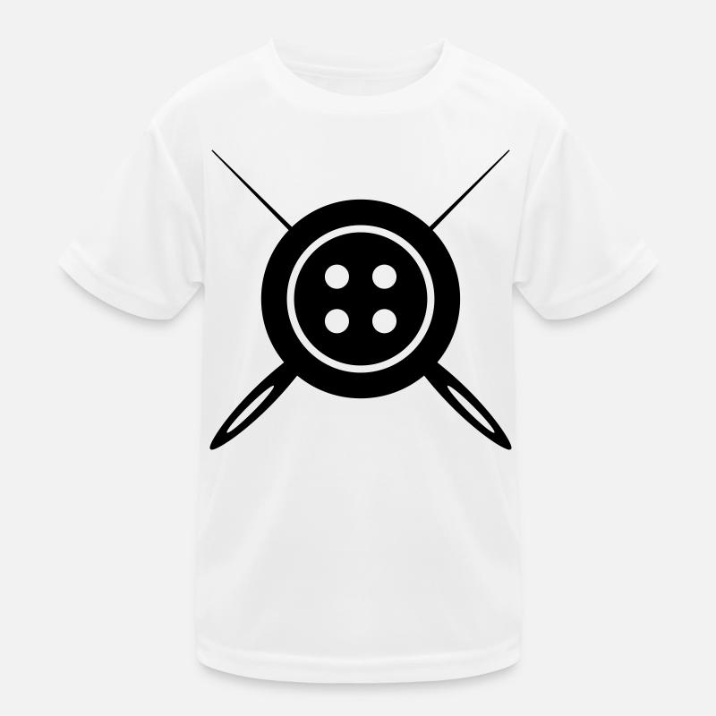 Sewing Cross Symbol Button Kids Functional T-Shirt