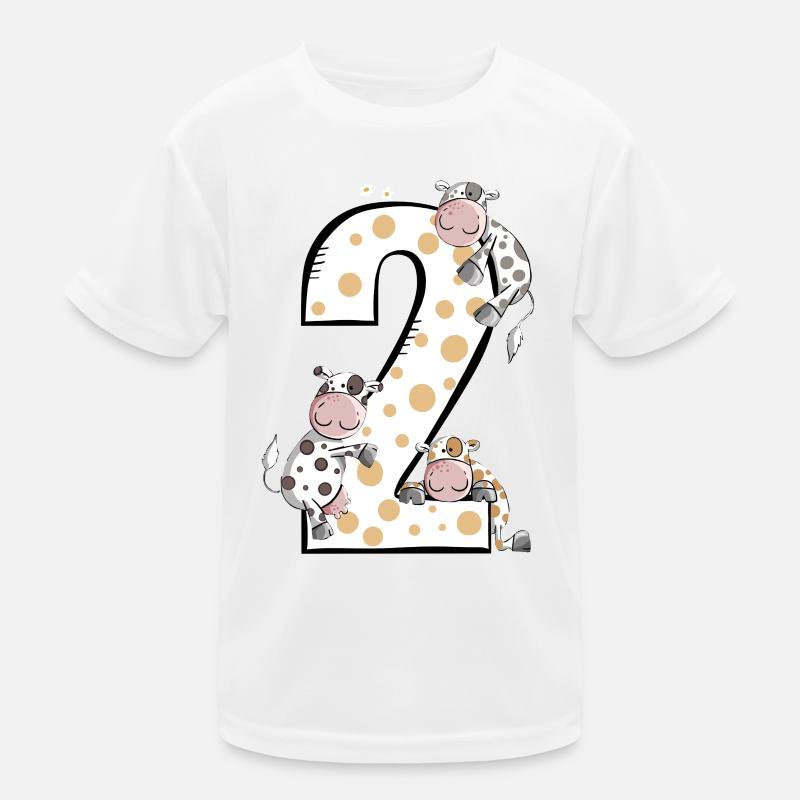 Mucca con il numero due I 2 anni secondo compleanno Maglietta sportiva per bambini