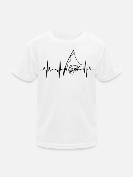 Fischerei Herzlinie - Kinder Funktions-T-Shirt - Weiß - Vorne