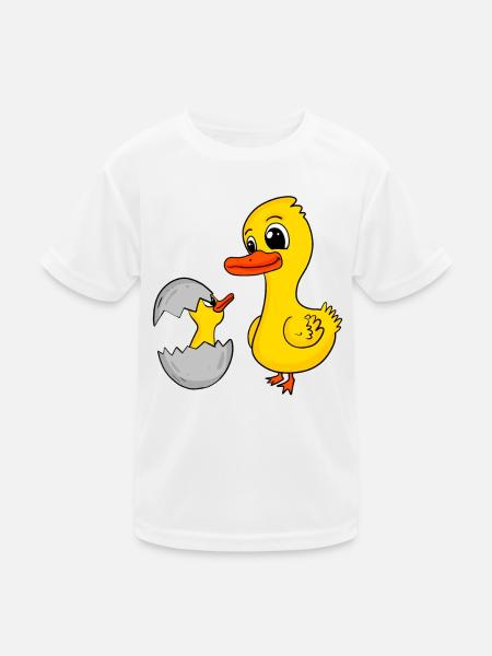 Ente mit Baby Ente - Kinder Funktions-T-Shirt - Weiß