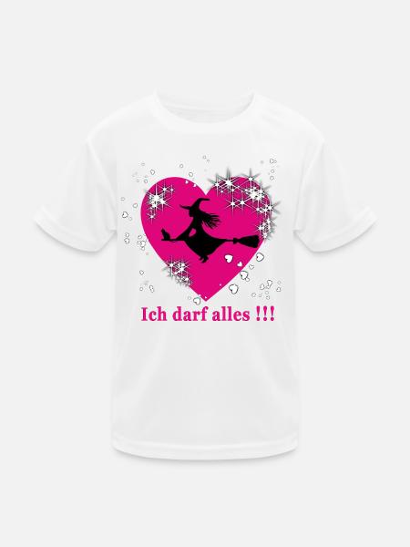 Herzzauber Hexe – Ich darf alles - Kinder Funktions-T-Shirt - Weiß