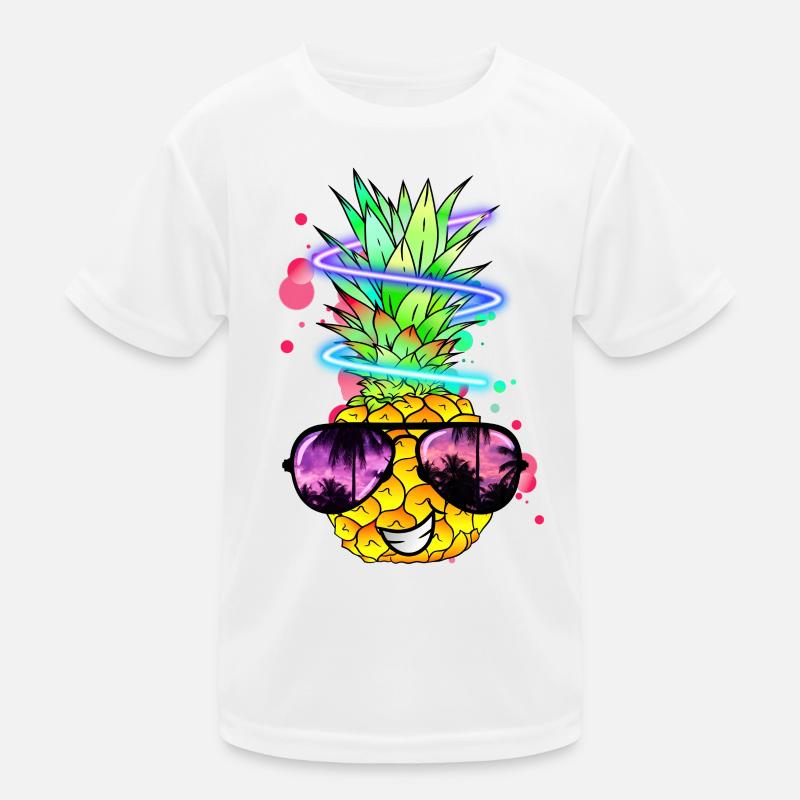 coole Ananas mit Neon Spirale Kinder Funktions-T-Shirt