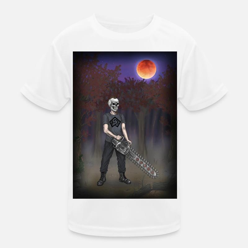 Forest worker, forester, chainsaw, full moon - Kids Functional T-Shirt - white