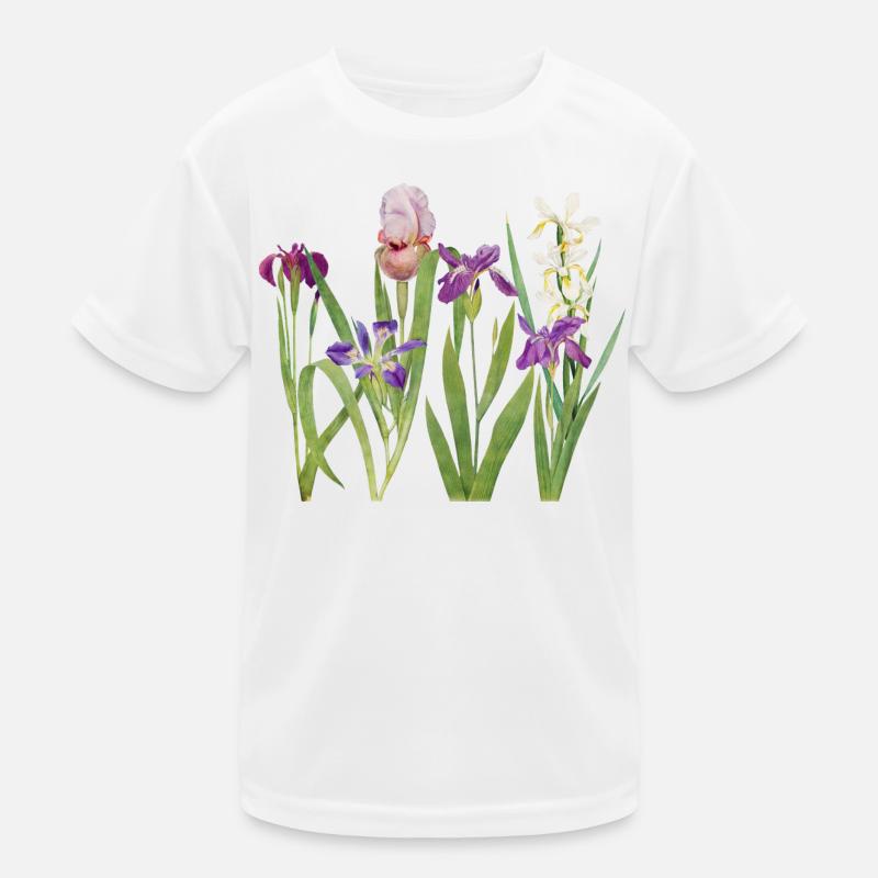 Wilde Iris und Orchidee Botanisches Design Kinder Funktions-T-Shirt