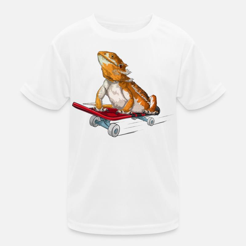 Bartdrache auf einem Skateboard Kinder Funktions-T-Shirt