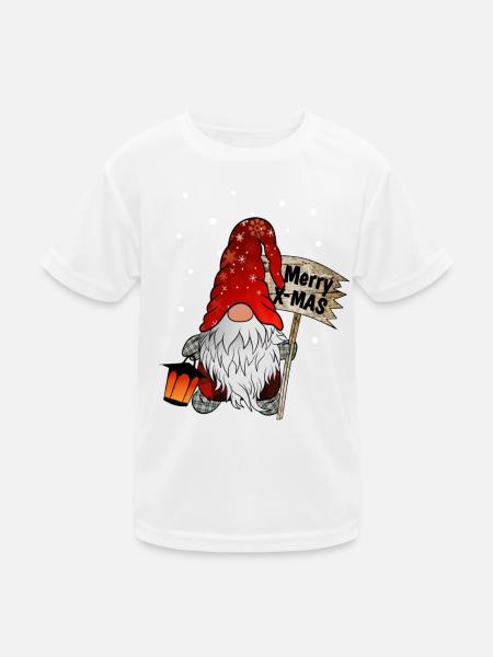 Weihnachts Zwerg Christmas Gnome - Kinder Funktions-T-Shirt - Weiß - Vorne