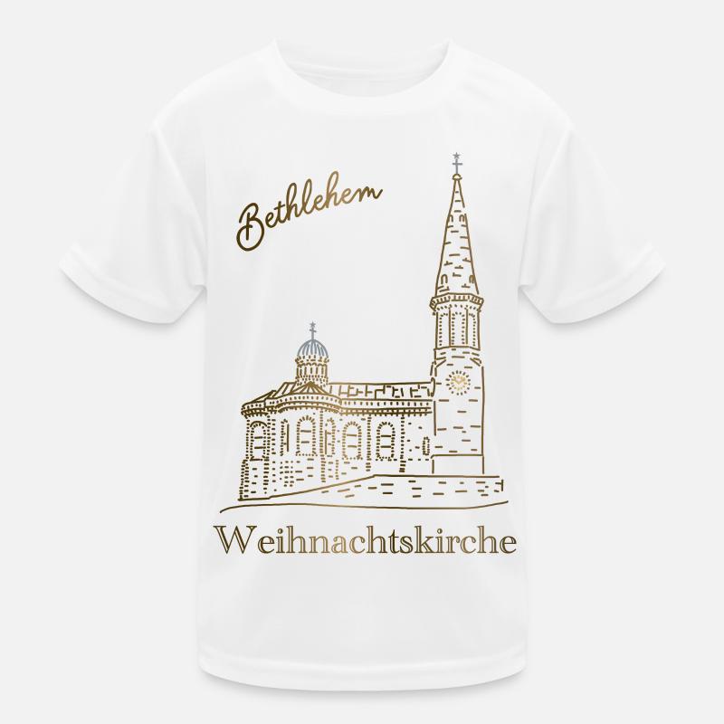 Weihnachtskirche Bethlehem, handgezeichnet Kinder Funktions-T-Shirt