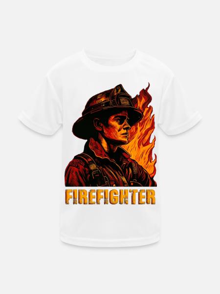Feuerwehrmann - Kinder Funktions-T-Shirt - Weiß - Vorne