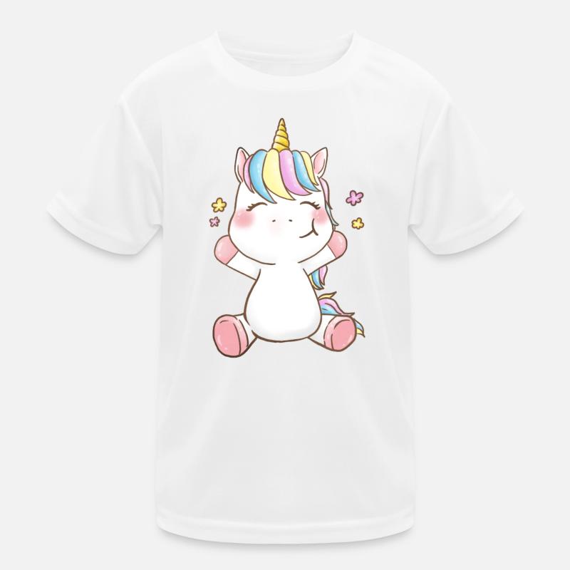 Fröhliches Einhorn Kinder Funktions-T-Shirt