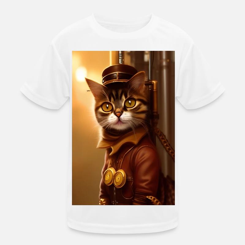 Cat Steampunk Style Kids Functional T-Shirt