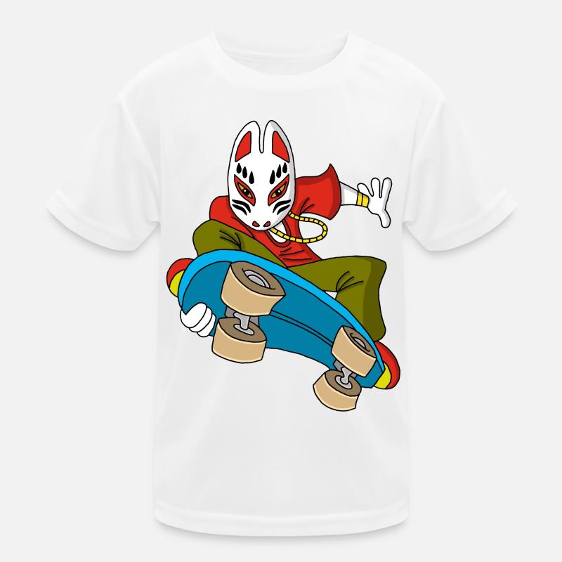 Fox kitsune skateboarding Kids Functional T-Shirt