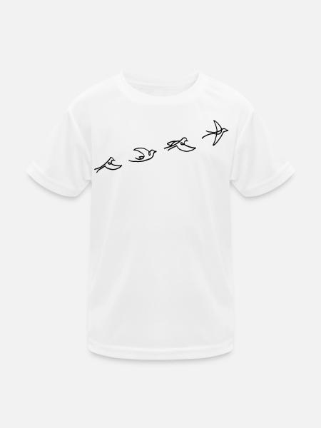 Der Flug des schwarzen Vogels - Kinder Funktions-T-Shirt - Weiß - Vorne
