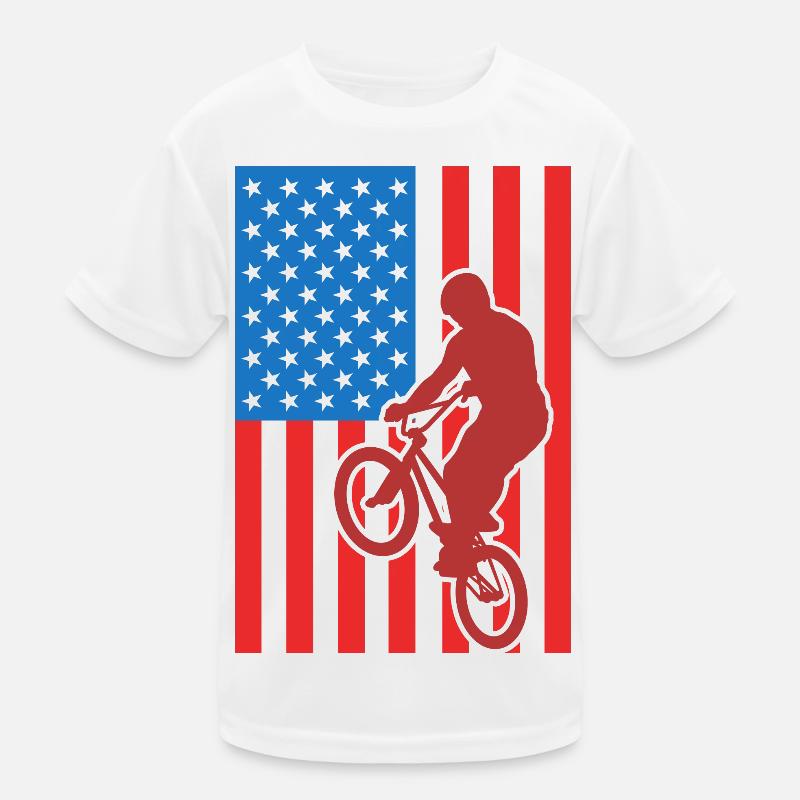 Patriotic BMX cyclist Kids Functional T-Shirt