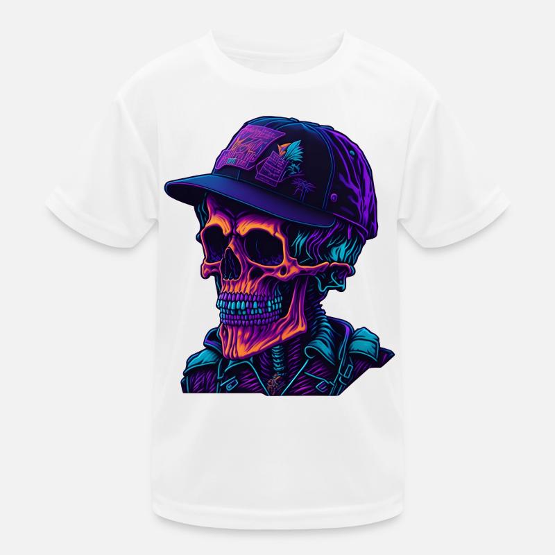 Skelett mit Kappe Kinder Funktions-T-Shirt